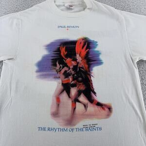 Vintage Paul Simon Shirt Mens Large White Rhythm of the Saints Tour Tee 90s Band